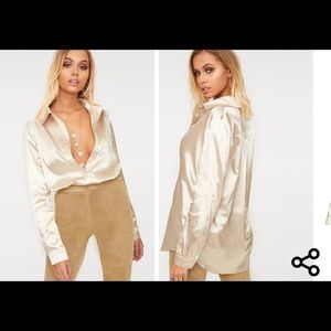 Champagne Satin Button Shirt